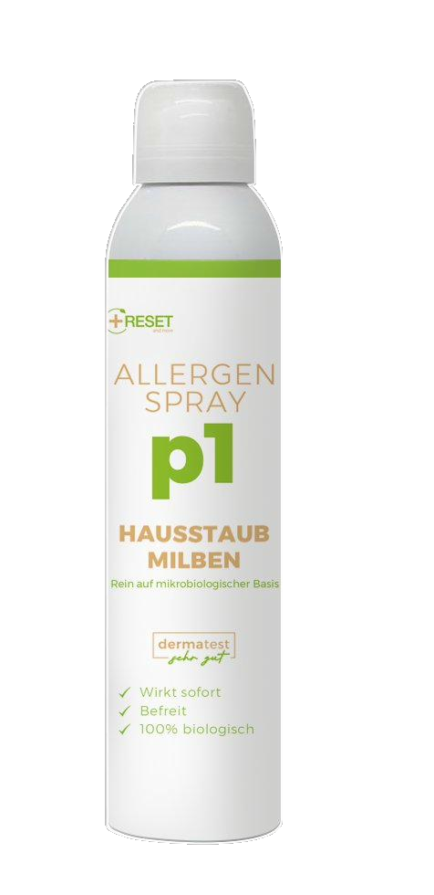 RESET Allergen Spray p1, weiße 500-ml-Flasche mit grünem Etikettenband