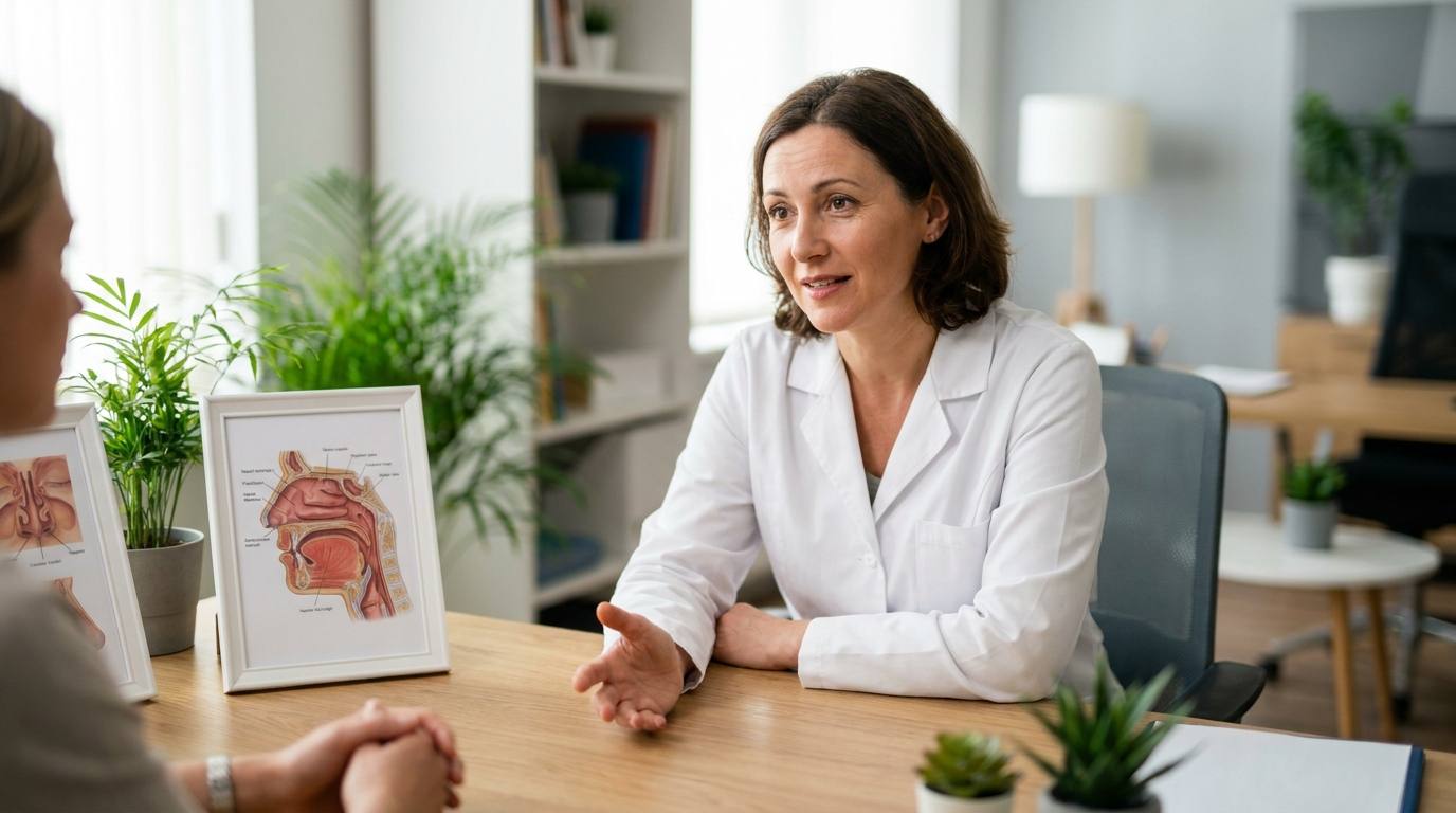 Eine Allergologin in der Sprechstunde — symbolische Darstellung